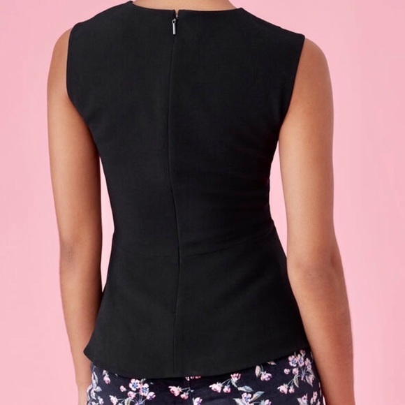 NWT Rebecca Taylor Black Crepe & Lace Sleeveless Peplum Blouse Size 10 - Picture 4 of 12